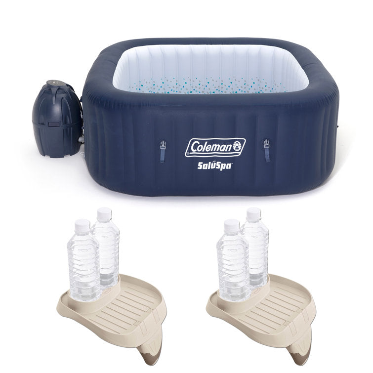 coleman 4 person 114 jet square inflatable hot tub in blue coleman 4 person 114 jet square inflatable hot tub in blue
