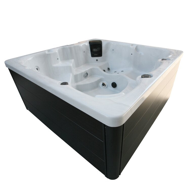 wsinc 5 person 32 jet acrylic square hot tub with ozonator in grey oak