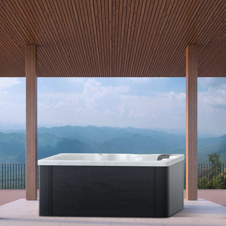wsinc 5 person 32 jet acrylic square hot tub with ozonator in grey oak 075b405f 8603 4e9e a00c 274e63efd676
