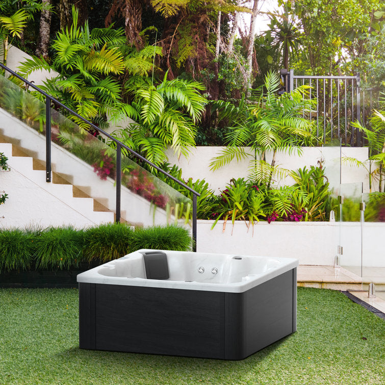wsinc 5 person 32 jet acrylic square hot tub with ozonator in grey oak 15f1d9ff 5607 445d aec0 8a692d1fd3f5