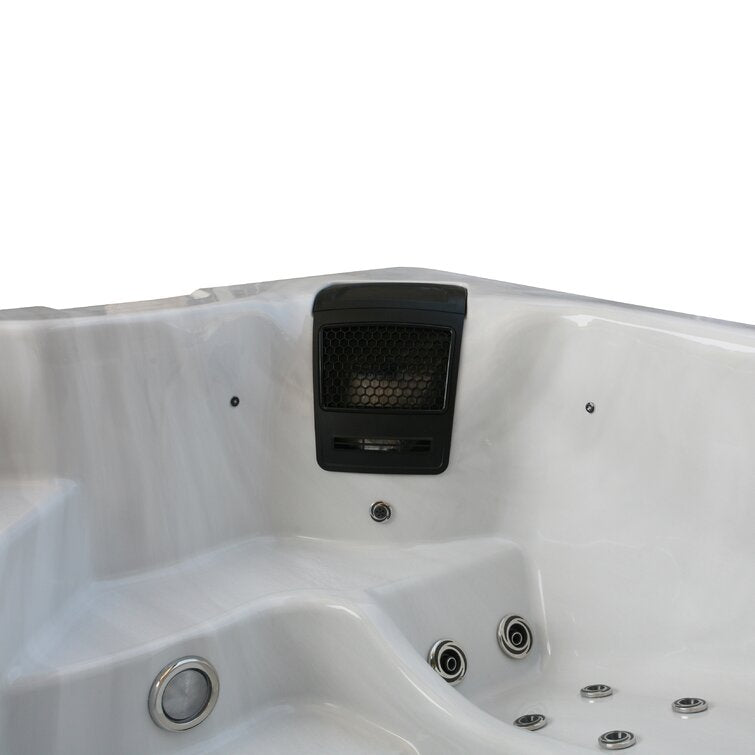 wsinc 5 person 32 jet acrylic square hot tub with ozonator in grey oak 67edbe21 d60e 49d1 942a a2ddb37157ae